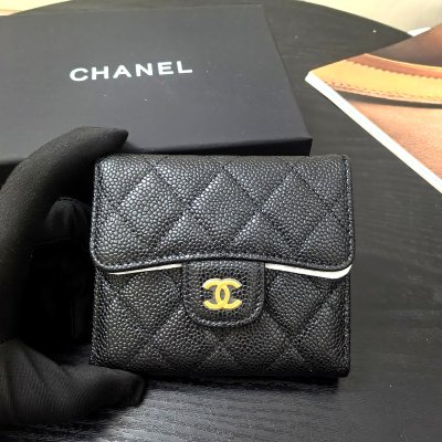 CF三折短夾荔枝紋黑金