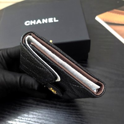 CF三折短夾荔枝紋黑金